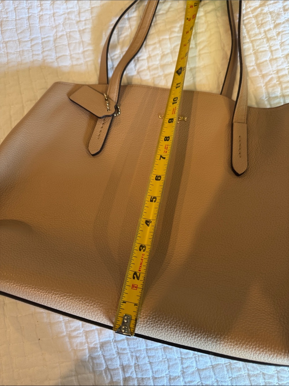 Coach Pebbled Leather Tote in Tan - Picture 12 of 12